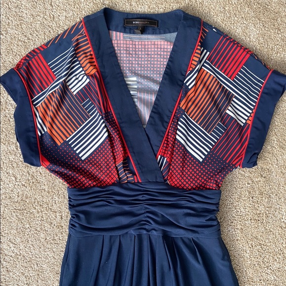 BCBGMaxAzria Navy Blue Pattern Midi Dress - Picture 4 of 8